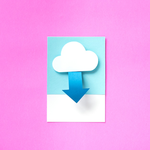 Photo paper craft art of downloading from cloud