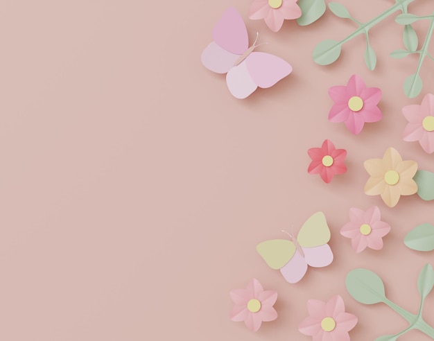 paper craft background with flowers