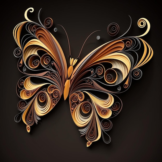 Premium AI Image  Paper craft butterfly animal quilling patterns art  painting illustration AI Generated image