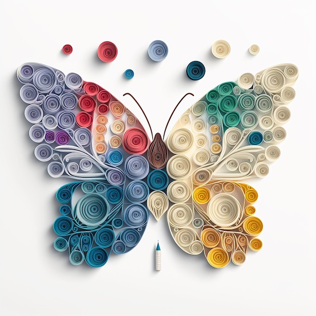 Premium AI Image  Paper craft butterfly animal quilling patterns art  painting illustration AI Generated image