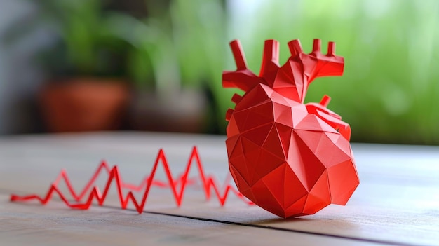 Foto paper craft heartbeat pulse in het delicate pulserende ritme