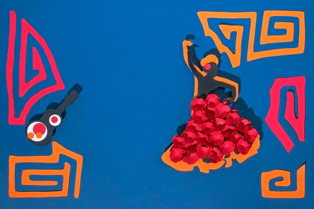 Paper craft hispanic heritage month with traditional guna people textile design elements