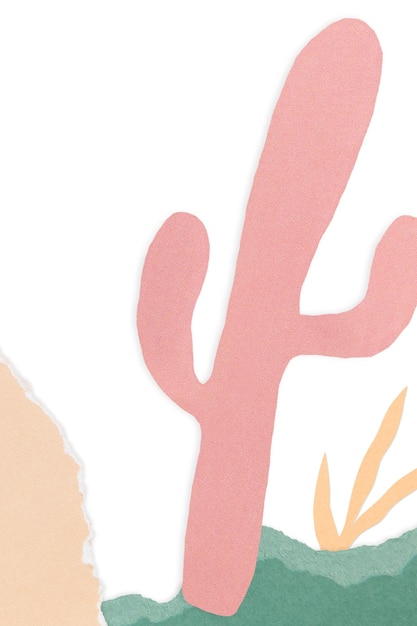 paper craft png design element with diy cactus
