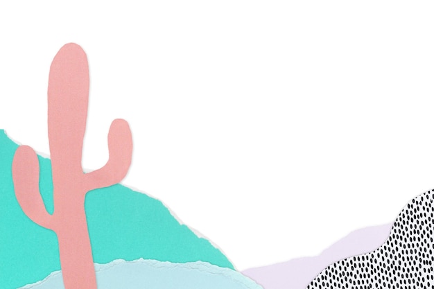 paper craft png design element with diy cactus