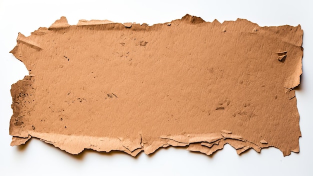 Paper Craft Texture Recycled Brown Cardboard Pieces Isolated on Blank White Background with Grunge