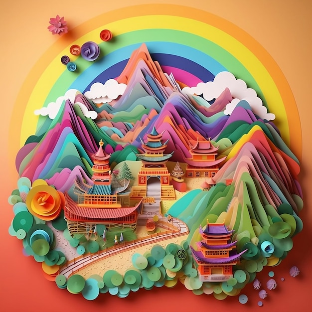 A paper craft village