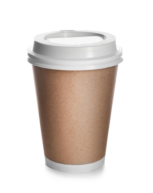 Бумажный стаканчик кофе, изолированные на белом фоне