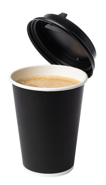 Photo paper cup of coffee isolated