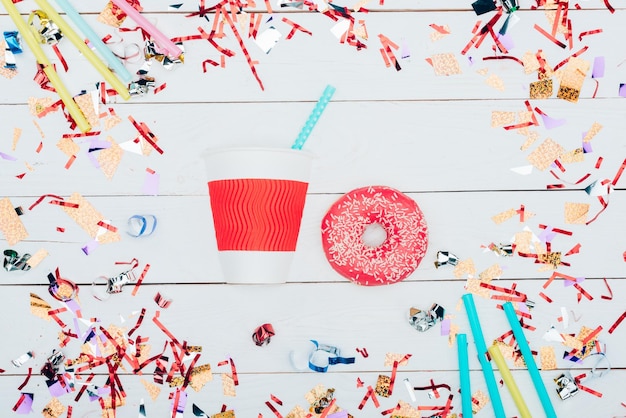 Photo paper cup and donut