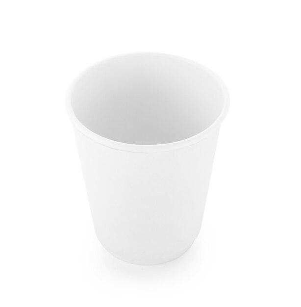 Paper cup isolated on white surface