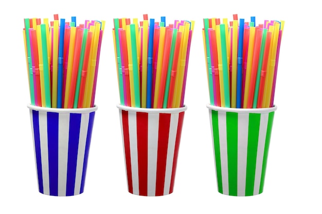 Paper Cups with Straws