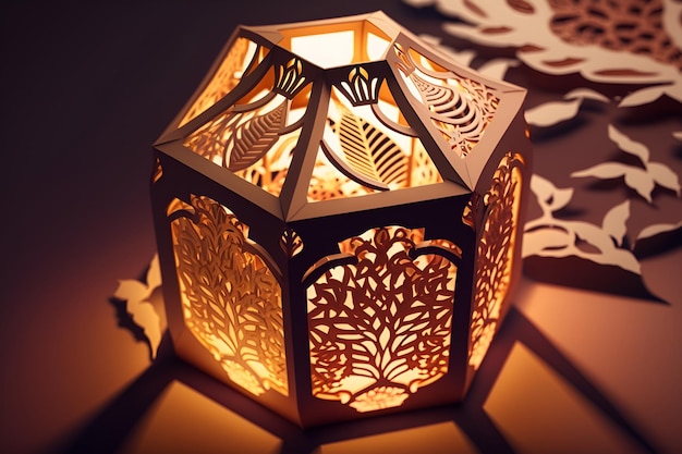 A paper cut art piece with a light bulb in the middle.