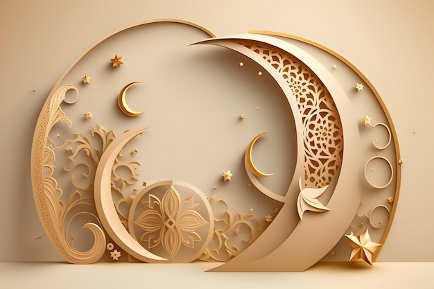 Paper cut art with a moon and stars