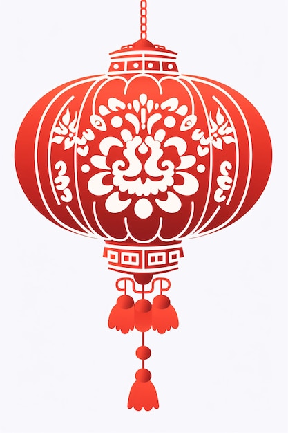 Paper cut Chinese New Year lantern elements Year of the Dragon New Year's Day concept illustration