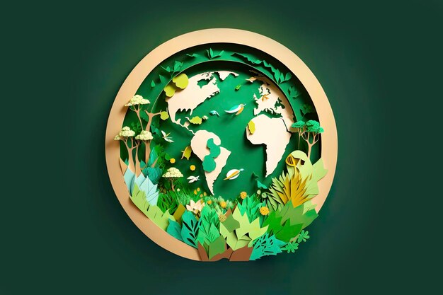 Photo paper cut craft of a planet earth ai illustration