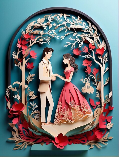 paper cut love couple