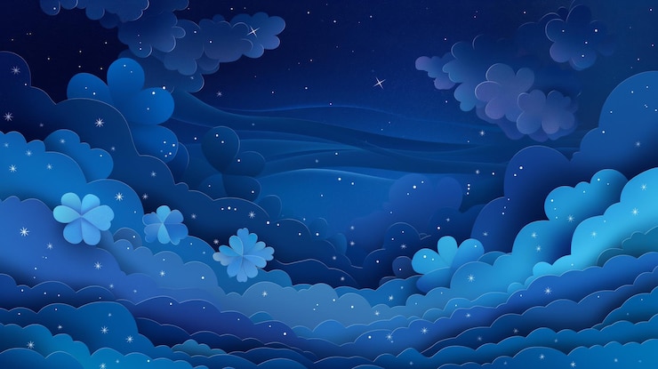 Photo 星と雲を描いた紙の夜空