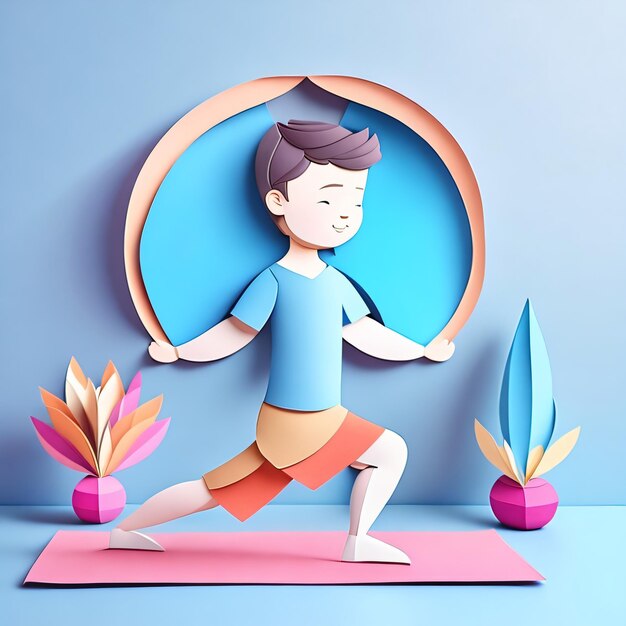 A paper cut out of a boy doing a hula hoop.