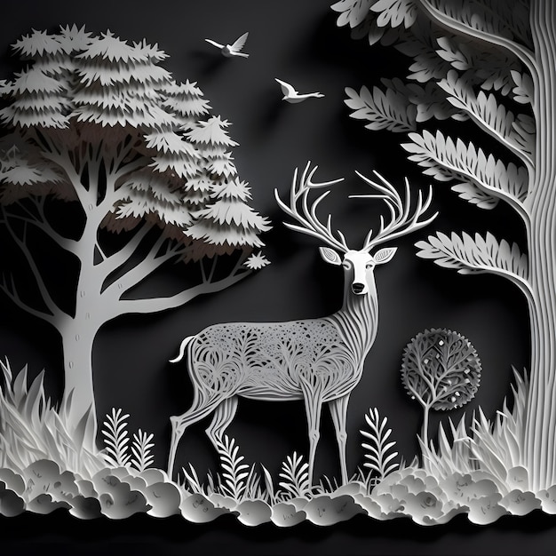 A paper cut out of a deer