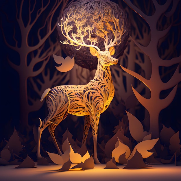 A paper cut out of a deer