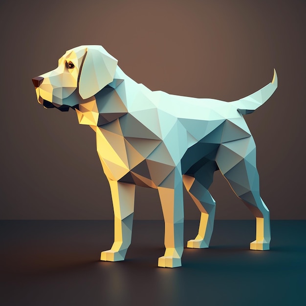 A paper cut out of a dog with a dark background.