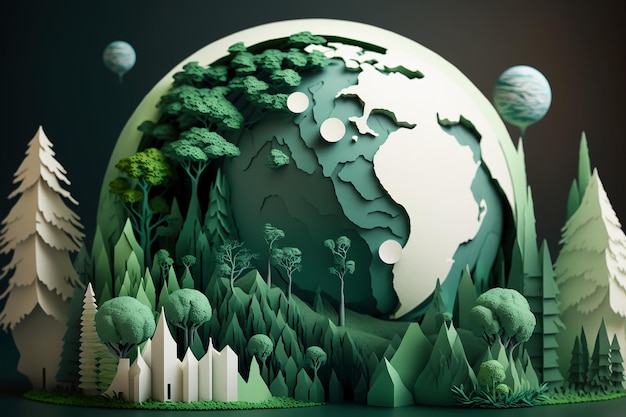 Paper cut out of the earth