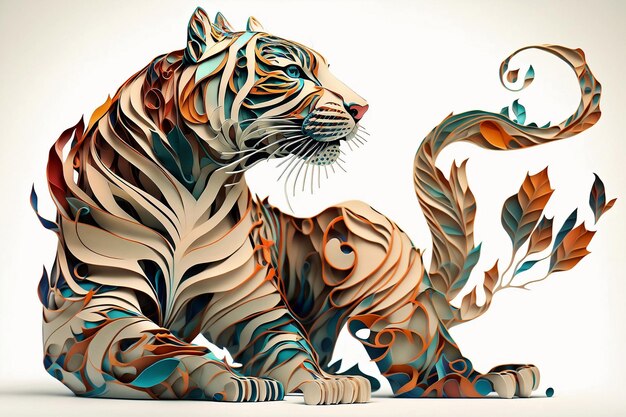 A paper cut out of a tiger with the word tiger on it