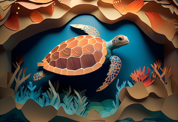 A paper cut out of a turtle