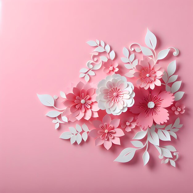 Photo paper cut pink flowers design