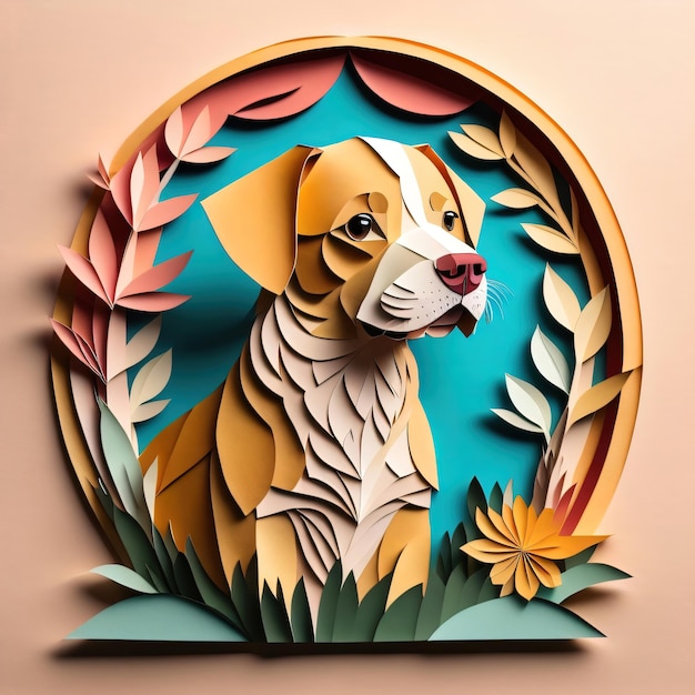 Paper cut stijl van schattige hond