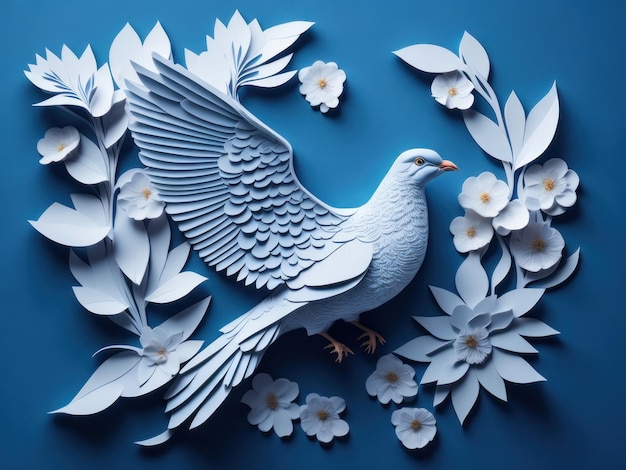 Paper cut style pigeon Peace concept Ai generated