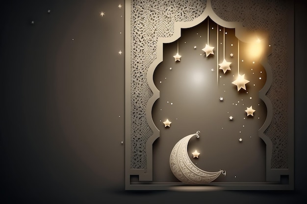A paper cutout of a crescent and stars with a crescent and stars on the wall.