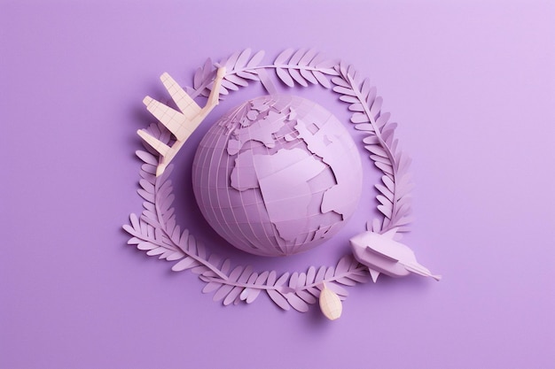 Paper cutout in the shape of the planet Earth symbol of peace Ai generated