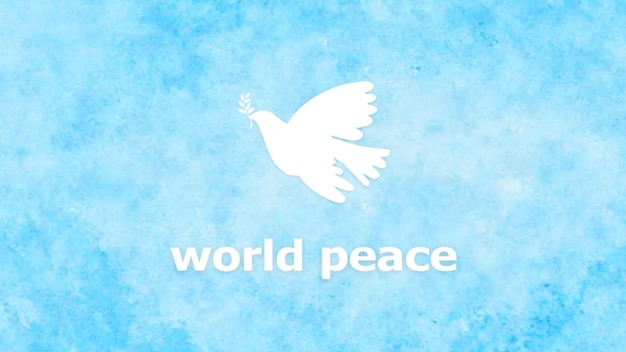 Paper dove on blue watercolor background International Day of Peace splash screen