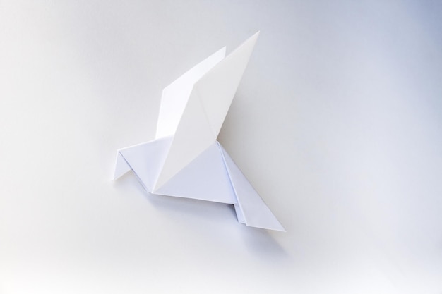 Foto origami di colomba di carta isolati su sfondo bianco