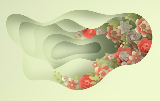 paper elegant flowers and paper hole layers
