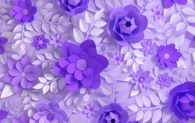 Paper elegant pastel colored flowers