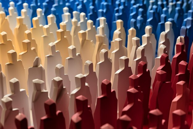 Paper figures in colors of american flag