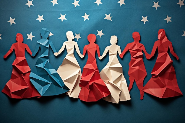 Paper figures in colors of american flag