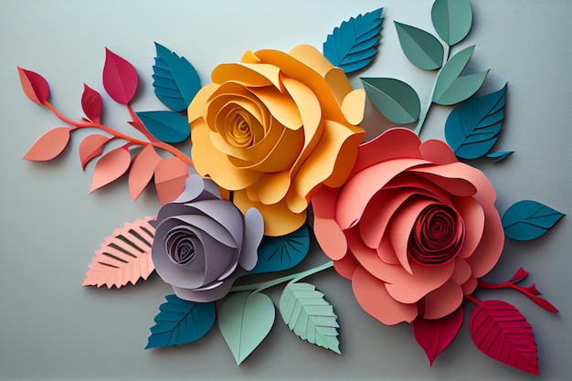 紙の花のパステル カラーの背景
