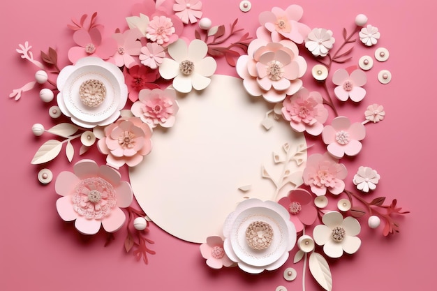 paper flower arrangement on a pink background