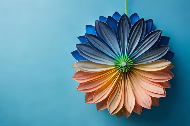 A paper flower hanging from a string