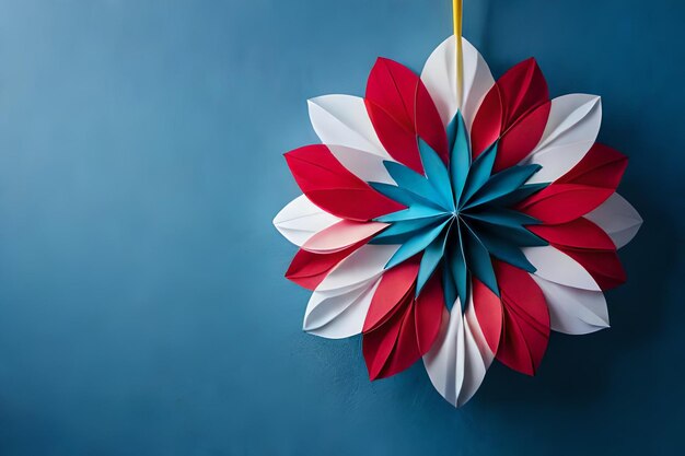 Paper flower hanging on a string