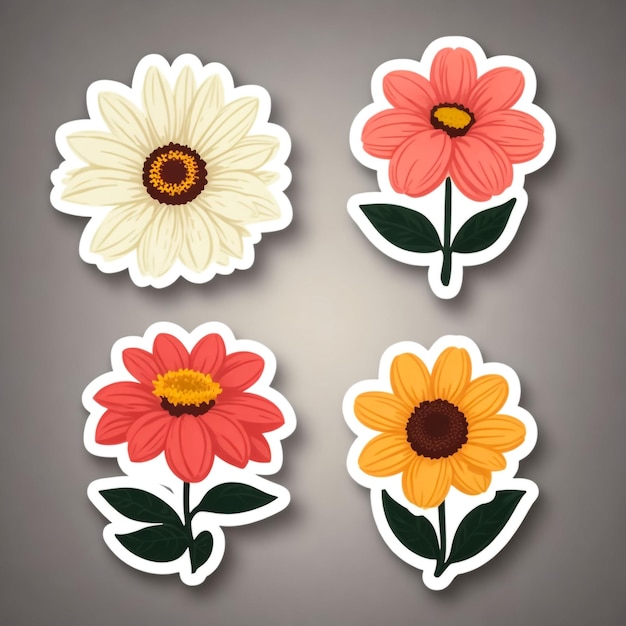 Photo paper flower stickers on white background