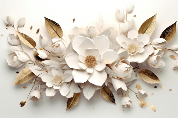 A paper flower with gold leaves