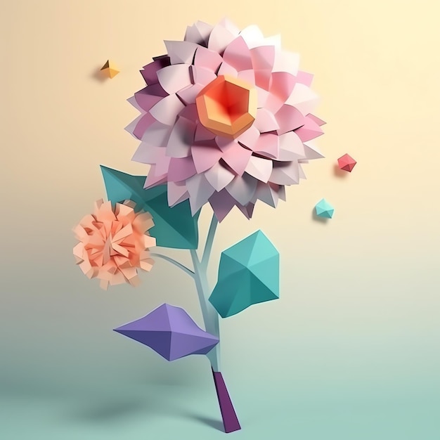 A paper flower with a pink center and a pink flower on it.