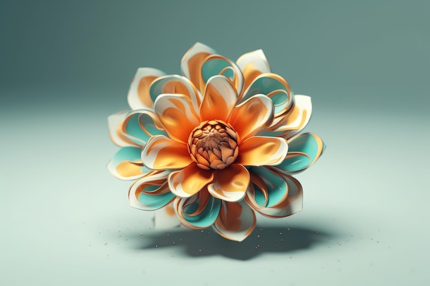 Photo a paper flower with a white and orange center