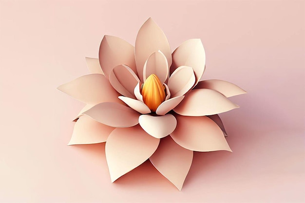 A paper flower with a yellow bud in the center