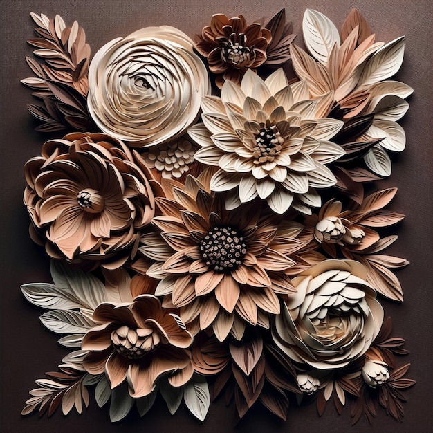 Paper flowers background generated with AI AI generated paper flower art AI generated