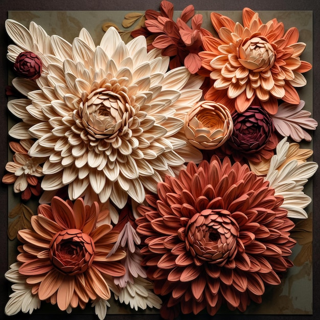 Paper flowers background generated with AI AI generated paper flower art AI generated